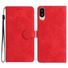 For Sharp Basio active SHG09 Flower Embossing Pattern Leather Phone Case(Red) - 1