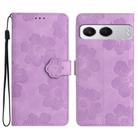 For OnePlus Nord 4 Flower Embossing Pattern Leather Phone Case(Purple) - 1