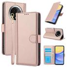 For OPPO A2 Pro / F27 Pro / F27 Pro+ Skin Feel Pure Color Card Slots Leather Phone Case with Dual Lanyard(Rose Gold) - 1