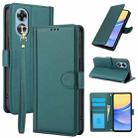 For OPPO A17 4G Global / A17k Skin Feel Pure Color Card Slots Leather Phone Case with Dual Lanyard(Green) - 1