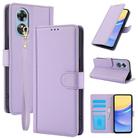 For OPPO A17 4G Global / A17k Skin Feel Pure Color Card Slots Leather Phone Case with Dual Lanyard(Purple) - 1