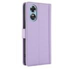 For OPPO A17 4G Global / A17k Skin Feel Pure Color Card Slots Leather Phone Case with Dual Lanyard(Purple) - 3