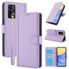 For OPPO A36 4G / A76 4G / A96 4G / K10 4G Skin Feel Pure Color Card Slots Leather Phone Case with Dual Lanyard(Purple) - 1