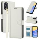 For OPPO A38 4G Global / A18 4G Skin Feel Pure Color Card Slots Leather Phone Case with Dual Lanyard(White) - 1