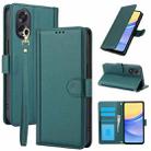 For OPPO A38 4G Global / A18 4G Skin Feel Pure Color Card Slots Leather Phone Case with Dual Lanyard(Green) - 1