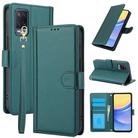 For OPPO A54 4G / A54s / A16 / A16s Skin Feel Pure Color Card Slots Leather Phone Case with Dual Lanyard(Green) - 1