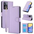 For OPPO A57 4G / A57s 4G / A57e 4G Global Skin Feel Pure Color Card Slots Leather Phone Case with Dual Lanyard(Purple) - 1