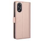 For OPPO A58 4G Global Skin Feel Pure Color Card Slots Leather Phone Case with Dual Lanyard(Rose Gold) - 3