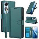 For OPPO A60 4G Global Skin Feel Pure Color Card Slots Leather Phone Case with Dual Lanyard(Green) - 1