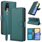 For OPPO A74 4G / A95 4G Skin Feel Pure Color Card Slots Leather Phone Case with Dual Lanyard(Green) - 1