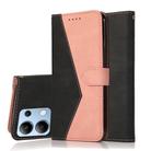 For Redmi Note 13 4G Dual-color Stitching Leather Phone Case(Black Rose Gold) - 1