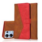 For Redmi Note 14 4G Dual-color Stitching Leather Phone Case(Brown Red) - 1