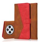 For Redmi 14C 4G Dual-color Stitching Leather Phone Case(Brown Red) - 1