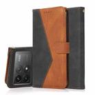 For Xiaomi Poco F6 Pro Dual-color Stitching Leather Phone Case(Black Brown) - 1