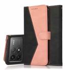 For Xiaomi Poco F6 Pro Dual-color Stitching Leather Phone Case(Black Rose Gold) - 1