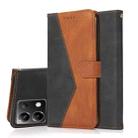 For Xiaomi Poco X6 Dual-color Stitching Leather Phone Case(Black Brown) - 1