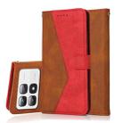 For Xiaomi 14T Pro Dual-color Stitching Leather Phone Case(Brown Red) - 2