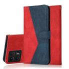 For Xiaomi 14T Dual-color Stitching Leather Phone Case(Red Blue) - 1