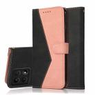 For Xiaomi 14T Dual-color Stitching Leather Phone Case(Black Rose Gold) - 1