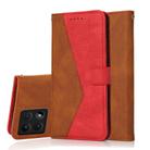 For Xiaomi 14T Dual-color Stitching Leather Phone Case(Brown Red) - 1