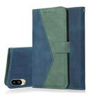 For Sharp Basio active SHG09 Dual-color Stitching Leather Phone Case(Blue Green) - 1