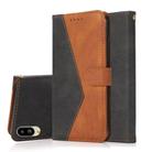 For Sharp Basio active SHG09 Dual-color Stitching Leather Phone Case(Black Brown) - 1