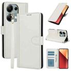 For Redmi Note 13 Pro 4G Global Skin Feel Pure Color Card Slots Leather Phone Case with Dual Lanyard(White) - 1