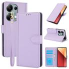 For Redmi Note 13 Pro 4G Global Skin Feel Pure Color Card Slots Leather Phone Case with Dual Lanyard(Purple) - 1