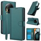 For Redmi A3 Skin Feel Pure Color Card Slots Leather Phone Case with Dual Lanyard(Green) - 1