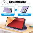For Redmi 13C 4G / Poco C65 / Poco M6 5G Skin Feel Pure Color Card Slots Leather Phone Case with Dual Lanyard(Purple) - 3
