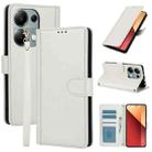 For Redmi Note 13 4G Global Skin Feel Pure Color Card Slots Leather Phone Case with Dual Lanyard(White) - 1