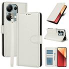 For Redmi Note 13 5G Global Skin Feel Pure Color Card Slots Leather Phone Case with Dual Lanyard(White) - 1