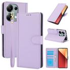 For Redmi Note 13 5G Global Skin Feel Pure Color Card Slots Leather Phone Case with Dual Lanyard(Purple) - 1