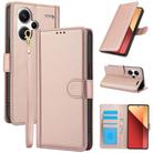 For Redmi Note 13 Pro+ 5G Global Skin Feel Pure Color Card Slots Leather Phone Case with Dual Lanyard(Rose Gold) - 1