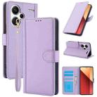 For Redmi Note 13 Pro+ 5G Global Skin Feel Pure Color Card Slots Leather Phone Case with Dual Lanyard(Purple) - 1