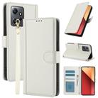 For Redmi Note 12 4G Global Skin Feel Pure Color Card Slots Leather Phone Case with Dual Lanyard(White) - 1