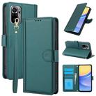 For Redmi Note 10 4G / Note 10S 4G Skin Feel Pure Color Card Slots Leather Phone Case with Dual Lanyard(Green) - 1