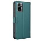 For Redmi Note 10 4G / Note 10S 4G Skin Feel Pure Color Card Slots Leather Phone Case with Dual Lanyard(Green) - 3