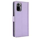 For Redmi Note 10 4G / Note 10S 4G Skin Feel Pure Color Card Slots Leather Phone Case with Dual Lanyard(Purple) - 3