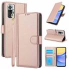 For Redmi Note 10 Pro 4G / Note 10 Pro Max Skin Feel Pure Color Card Slots Leather Phone Case with Dual Lanyard(Rose Gold) - 1