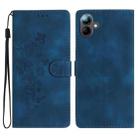 For Samsung Galaxy A07 5G Flower Butterfly Embossing Pattern Leather Phone Case(Blue) - 1