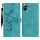 For Samsung Galaxy A07 5G Flower Butterfly Embossing Pattern Leather Phone Case(Sky Blue) - 1