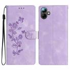 For Samsung Galaxy A07 5G Flower Butterfly Embossing Pattern Leather Phone Case(Purple) - 1