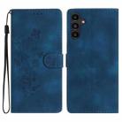 For Samsung Galaxy A17 5G Flower Butterfly Embossing Pattern Leather Phone Case(Blue) - 1