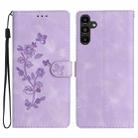 For Samsung Galaxy A17 5G Flower Butterfly Embossing Pattern Leather Phone Case(Purple) - 1