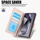 For Samsung Galaxy S24 Ultra 5G Skin Feel Pure Color Card Slots Leather Phone Case with Dual Lanyard(Rose Gold) - 2