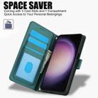 For Samsung Galaxy S23+ 5G Skin Feel Pure Color Card Slots Leather Phone Case with Dual Lanyard(Green) - 2