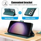 For Samsung Galaxy S23+ 5G Skin Feel Pure Color Card Slots Leather Phone Case with Dual Lanyard(Green) - 3