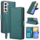 For Samsung Galaxy S22+ 5G Skin Feel Pure Color Card Slots Leather Phone Case with Dual Lanyard(Green) - 1