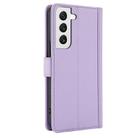 For Samsung Galaxy S22+ 5G Skin Feel Pure Color Card Slots Leather Phone Case with Dual Lanyard(Purple) - 3